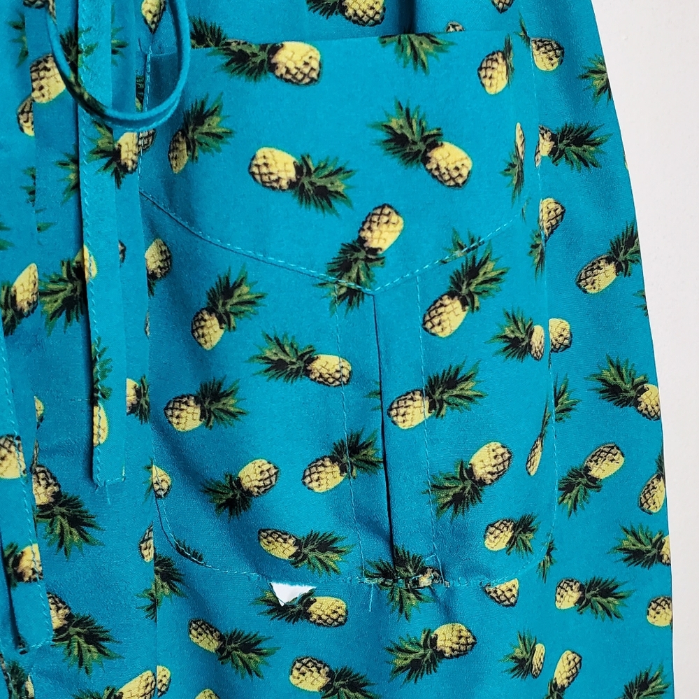21?) Spense Pineapple Button-Up Midi Roll Up Slee… - image 6